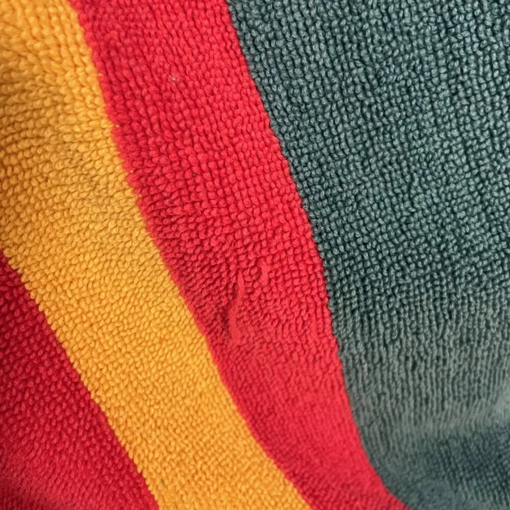 Vintage 90s Beach Towel Cecil Saydah Company Stripes FLAWS Cotton‎ Retro